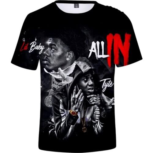 Singer Lil Baby 3D Printed T-shirt Men/Women Fashion Casual Sweatshirt Round Neck Short Sleeve Summer Streetwear Oversize Tops