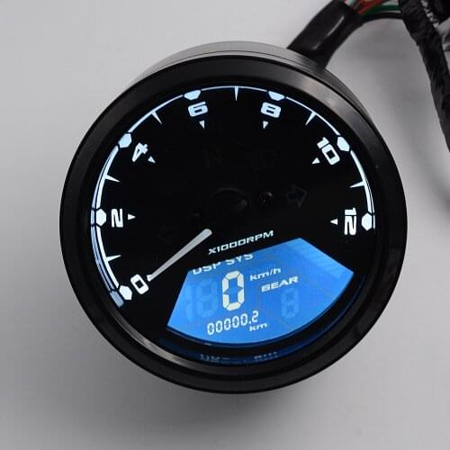 Motorcycle Modification Instrument Speedometer Tachometer LED Light Left and Right High Beam Gear Display and Warning Function