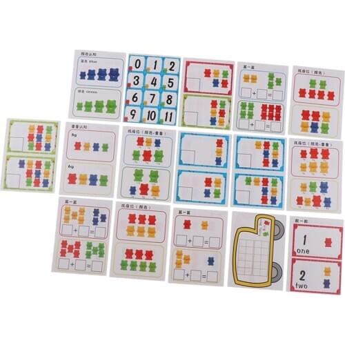 16pcs Counting Bear Pattern Cards for Kids Preschool Early Educational Math