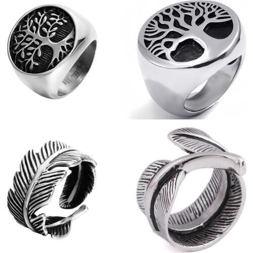 Lucky Tree Of Life Ring Casting Polishing Stainless Steel Life Tree Rings For Hiphop/Rock Jewelry Ring