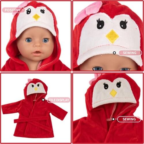 Red Rabbit Bathrobe Suit Fit 17 inch 43cm Doll Clothes Accessories For Baby Birthday Gift