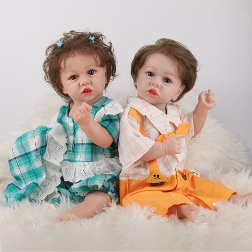 Twin siblings doll soft body reborn doll 100% handmade detailed painting collectibles art doll