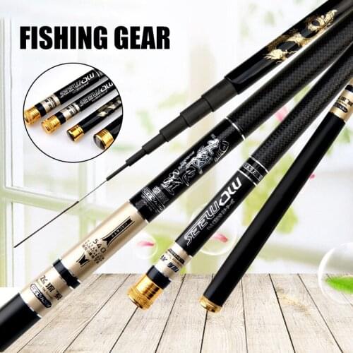 Hot Ultra-light Seeker Telescopic Fishing Rod Carbon Fiber Rockies Pole Hand Sea Dual Uses 3.6/4.5/5.4/6.3/7.2m