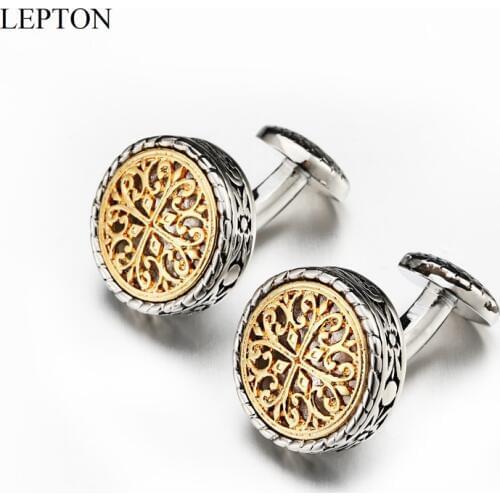 Hot Sale Vintage Cufflinks For Mens with Gift Box Gold/Silver color Baroque Whale Back Closure Cuff links for Wedding Business