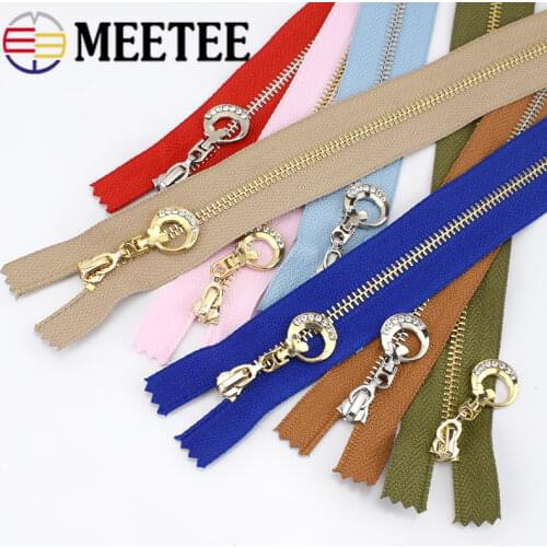 Meetee 2pcs Close-End 20/30cm Open-End 40-70cm Metal Silver Tooth 3# Zipper for Bags Costume Seiwng Auto Lock Zip DIY Material