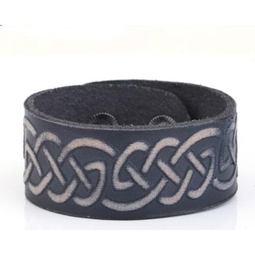 Sailor Knot Nordic Talisman Carving Amulet Pulsera Leather Wristband Cuff Wide Bracelets