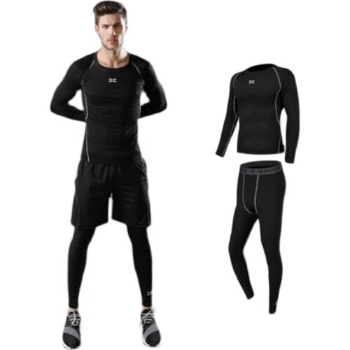 Fitness Body Shaper Mens Bodysuit Sports Suit Mens Gym Breathable Quick-drying Clothes Running Clothes Training Clothes