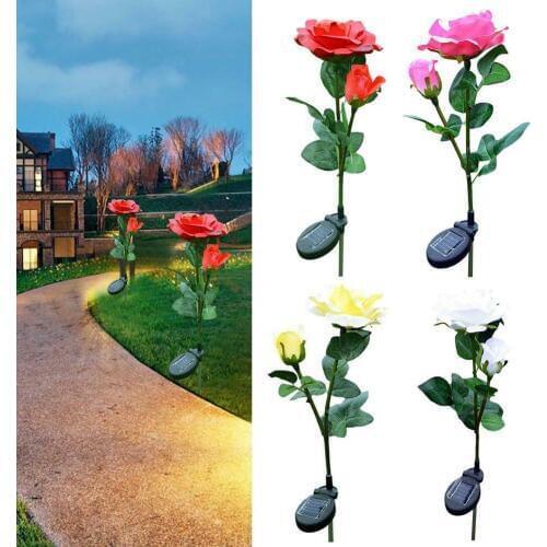 Outdoor Solar Rose Flower Light LED Garden Lawn Yard Patio Porch Stake Lamp Christmas Lights Wedding party Garden Accessories