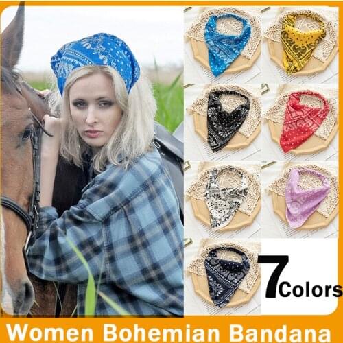 2021 New Bohemia Women Bandana Hair Band Scarf Print Bandanas Headwear Wrist Wrap Hair Scarf for Gifts Hair Accessories