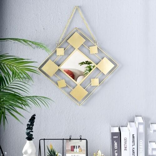 New Creative Iron Art Round Square Makeup Mirror Home Store Bathroom Porch Decorative Mirror Bedroom Wall Decorative Mirror
