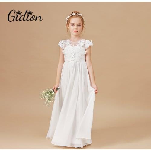 Flower Girl Dresses Applique Sleeveless Kids Birthday Party Pageant Gowns Weddings First Communion Elegant Dresses 2-14T