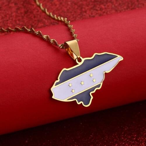 Honduras Map Pendant Necklaces for Women Gold Color Charm Maps Jewelry Patriotic Best Gifts