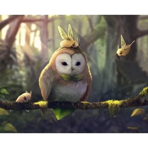 Full Square / Round 5D DIY Animal Cute Bird And Bee Mosaic Picture Diamond Painting Embroidery Bedroom Decoration Wall FH659