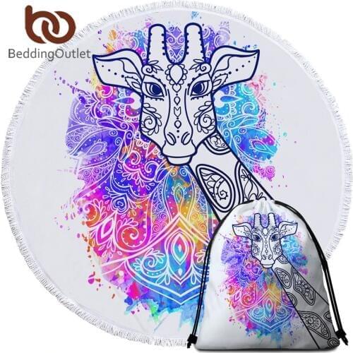 BeddingOutlet Giraffe Microfiber Towel Watercolor Art Bath Towels For Adult Animal Toalla Rainbow Colorful Floral Summer Blanket