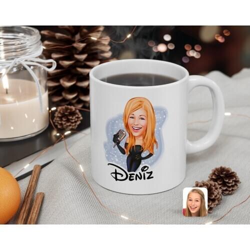 Personalized Custom Headliner Caricature Of White Mug Bardak-1
