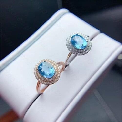 Natural Topaz Ring 925 Silver Womens Ring Luxury Atmosphere Fashion All-match