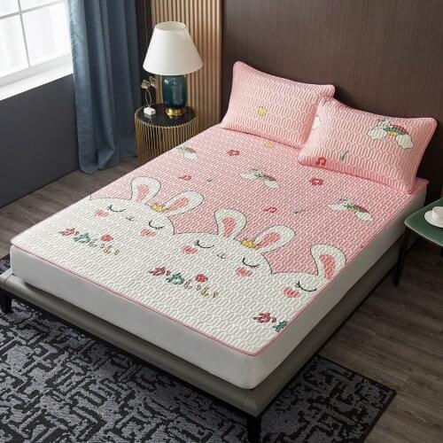 0.9/1.2/1.5m Summer Cool Sleeping Mat Nodic Folding Mattress Cover Breathable Anti-skid Bed Mat Washable Bed Protection Pad