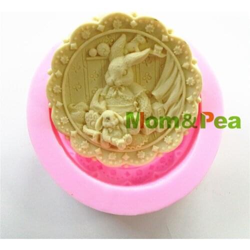 Mom&Pea 0876 Free Shipping Rabbit Shaped Silicone Mold Soap Mold Cake Decoration Fondant Cake 3D Mold Food Grade