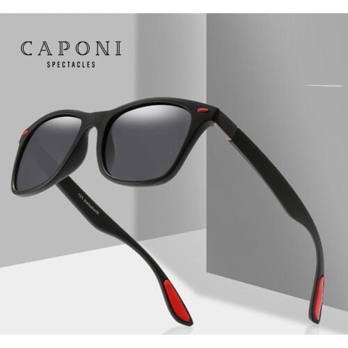 CAPONI Polarized Couple Sunglasses 2020 New Men Fashion Square Women Sun Glasses High Quality Metal Glasses Frame UV400 CP76712