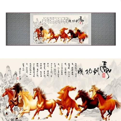 Traditional Chinese art painting Horse art painting Silk scroll art painting Horse picture decoration paitning 19050802