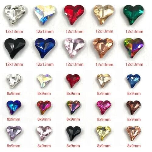 30/100Pcs Nail Art Heart Diamond Jewelry Pointed Bottom Shaped Big Diamond Peach Heart Shap Diamond Nail Decoration Jewelry