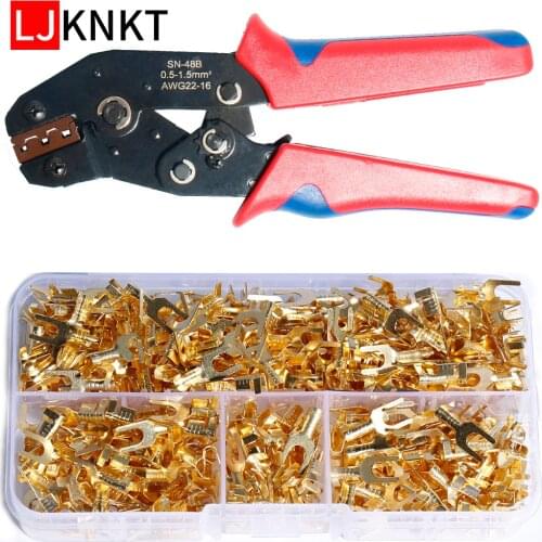Hand tool Fork-Type Terminal quick connection Cable Wire Connector Cold Crimp Y U type plug spring insert docking Electrical