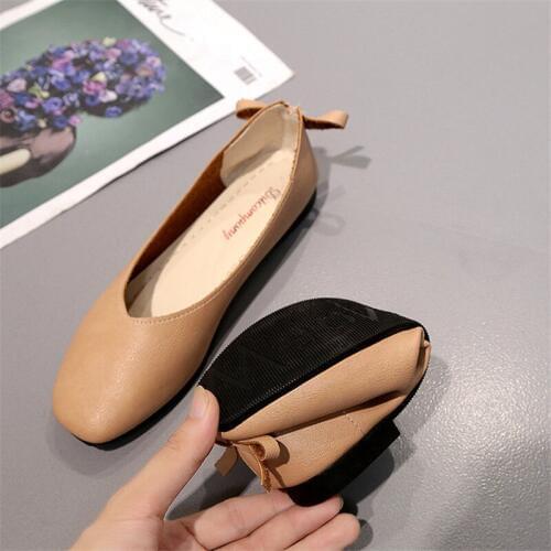 2020 Autumn Woman Loafers Genuine Leather Female Shoes Slip On Ballet Bowtie Womens Shoe New Women Flats