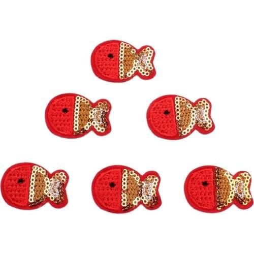 10pcs/lot Iron On Red Fish Patch Embroidery Cartoon Stickers for Baby Kids Garments Handmade Sewing Appliques Coats Pants Badge