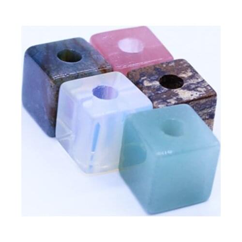 100%Natural Square round hole entryl necklace pendant crystal stonedecoration gift stone Jade Jewelry