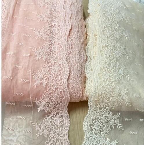 1 Meter Pretty Exquisite White Lace Trim Floral Embroidered Tulle Lace Fabric Dress Costume Supplies DIY Craft 18cm