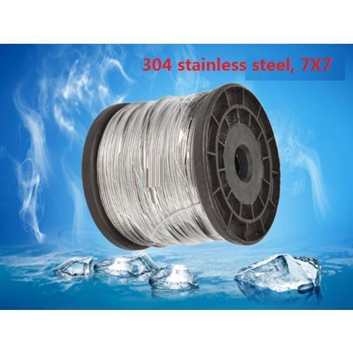 2MM, 30M, 7X7, 304 stainless steel wire rope softer fishing cable clothesline ,boat part,marine hardware