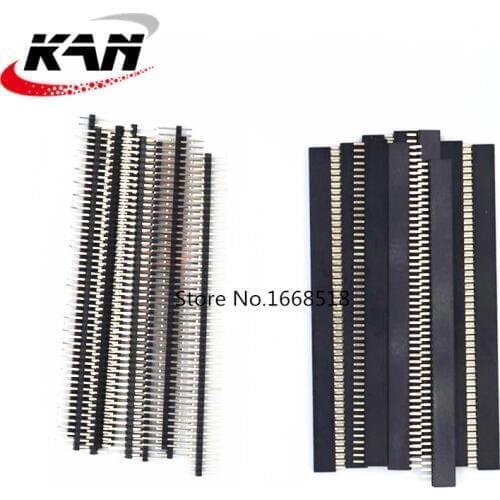 20pcs 10 pairs 50 Pin 1x50 Single Row Male and Female 1.27 Breakable Pin Header PCB JST Connector Strip for Arduino Black