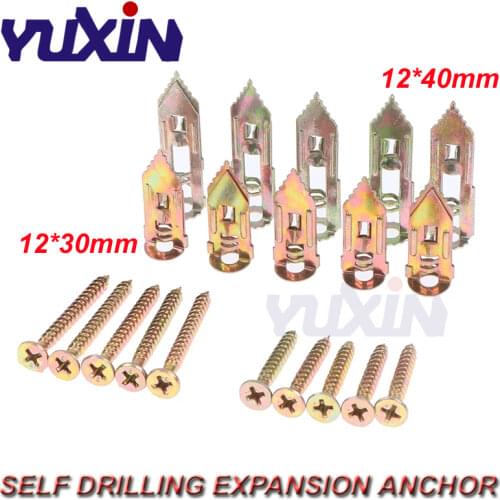 50Pcs/100pcs M12X30 NEW Hammer-In Plasterboard Fixing / Safety Nail-in Anchor With Screw