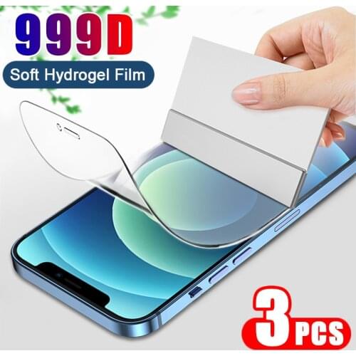 3Pcs Screen Protector For iPhone 11 Hydrogel Film For iPhone 11 Pro Max XR XS Max 8 Plus 6S Plus 6 Plus Transparent Full Cover