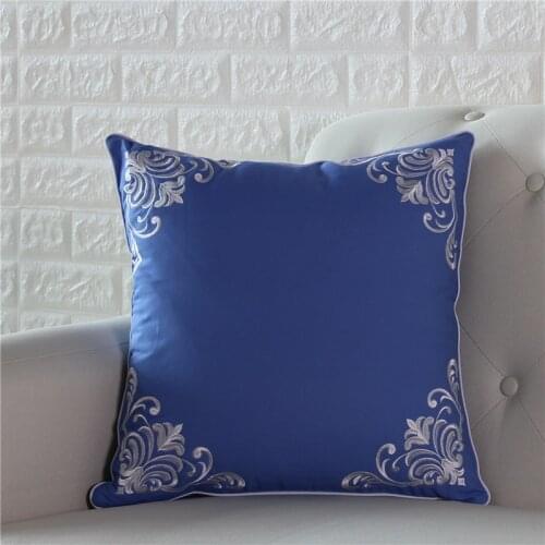 45x45cm vintage blue waist pillow case cushion cover sofa embroidered pillow cover chair backrest lumbar pillowcase