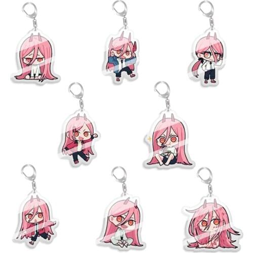 5pcs 10pcs 8Kinds Chainsaw Man Power PVC Pendant Keychain Keyring
