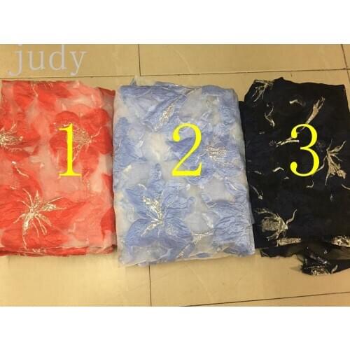 African fabric SM08# Silver lace embroidery peony pattern wedding dress clothfor use at wedding parties