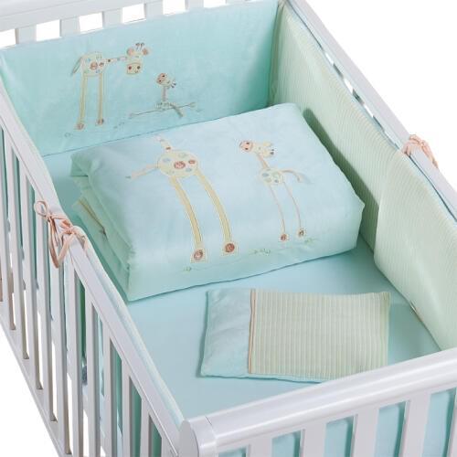 Promotion! Cotton Baby Cot Bedding Set Newborn Cartoon Crib Bedding Detachable Quilt Pillow Bumpers Sheet Cot Bed Linen 2 size
