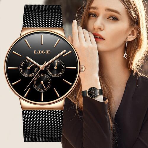 LIGE 2020 New Gold Watch Women Watches Ladies Creative Steel Womens Bracelet Watches Female Waterproof Clock Relogio Feminino