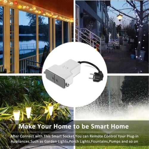 Dual WIFI Smart Waterproof Socket IP44 Outdoor Smart Plug Outlets Remote Control