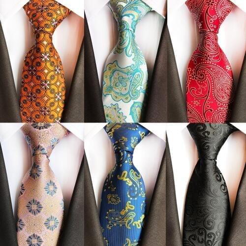 GUSLESON New Floral Paisley Ties For Men 8cm Classic Silk Jacquard weave Wedding Neck Ties Business Neckties Corbatas Hombre