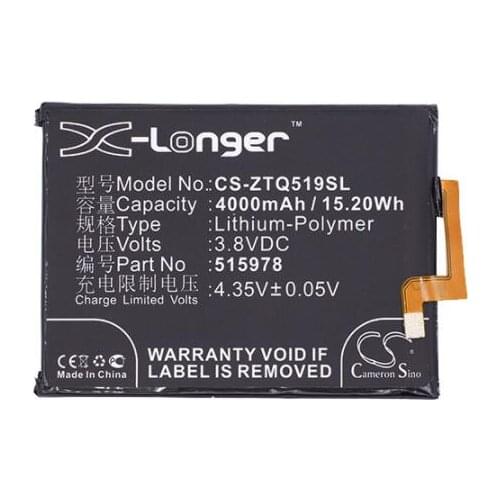 Cameron sino 4000mah battery for ZTE Blade A452 D2 X3 E169 E169-515978 Q519 Q519C Q519E Q519T Yuanhang 2 TD-LTE 515978