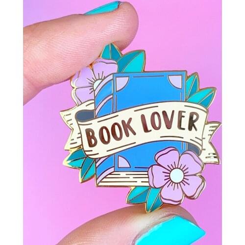 Book Lover Flowers Gorgeous Pastel Enamel Brooch Pin Backpack Hat Bag Lapel Pins Badges Women Mens Fashion Jewelry Accessories