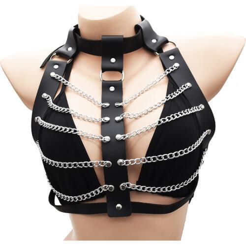 Leather Harness Sexy Body Chains Women Bondage Goth Body Chains Fashion Festival Outfits Night Club Party Jewelry Accessories