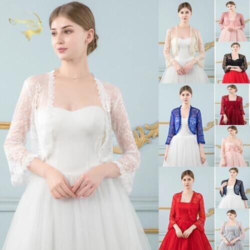 Red Lace Wedding Top Jacket Bridal Wraps Shrugs for Women For Evening Dress Bride Bolero Cape De Mariage Wedding Accessories