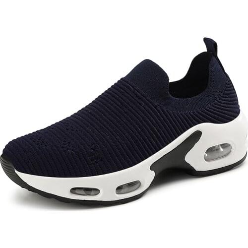 Mesh Women Outdoor Running Shoes Weaving Sneakers Cushion Female Sport Height Increasing Platform Sock Breathable Soft Athletic