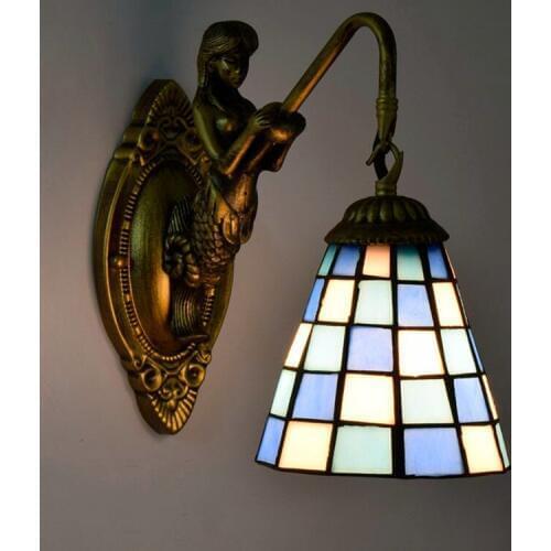 Fashion tiffany Mediterranean Mermaid mirror light fashion rustic wall lamp bed lamps
