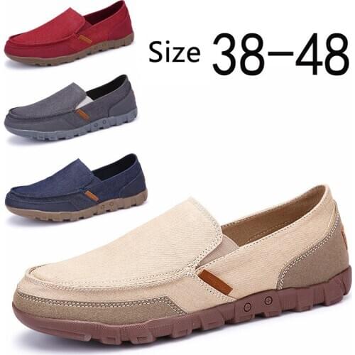 Mens Canvas Shoes Zapatillas Hombre Slip on Deck Shoes Men Boat Shoes Non Slip Big Size 47 48 Loafer Flat Outdoor Sneakers