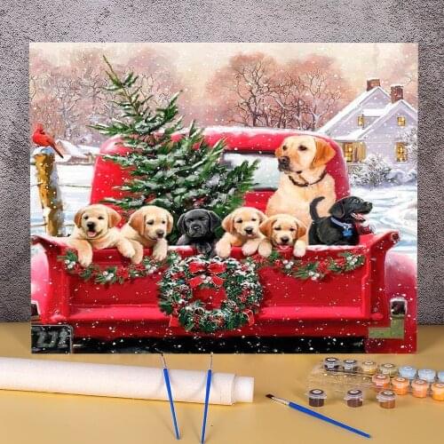Animal Dog Labrador Paint By Numbers Complete Kit Acrylic Paints 40*50 Canvas Pictures Handmade For Handicraft
