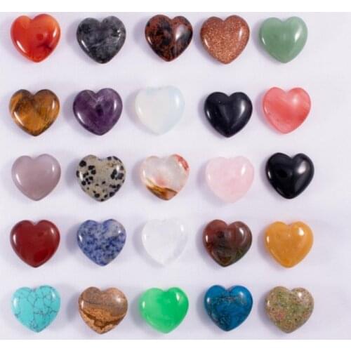 Natural Crystal Stone Party Favor Heart Shaped Gemstone Ornaments Yoga Crafts Decoration 25MM SN859